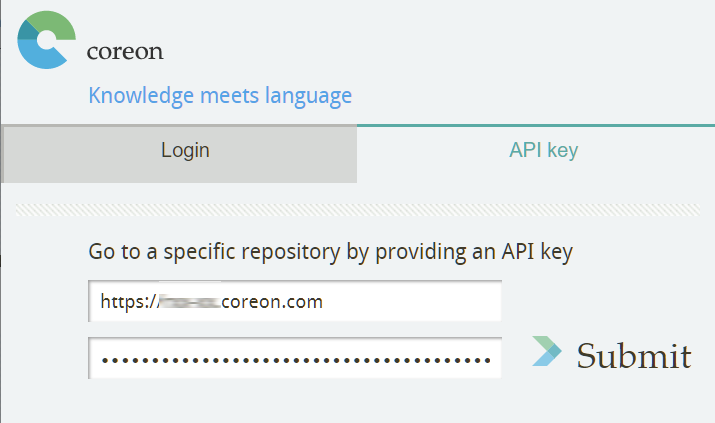 API key submitting